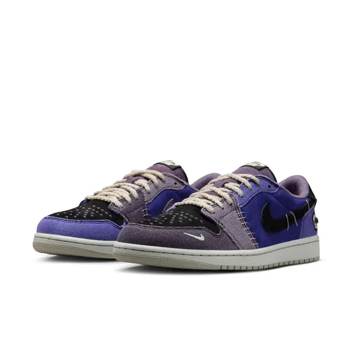 Air Jordan 1 Retro Low Men's Shoes Pair Purple/Black color 3Quarter front  view