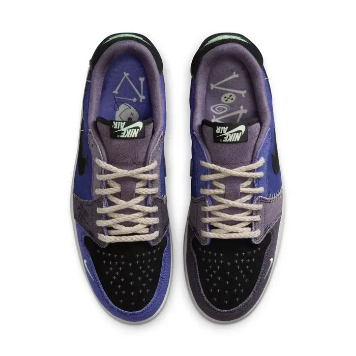 Air Jordan 1 Retro Low Men's Shoes Pair Purple/Black color  Top view