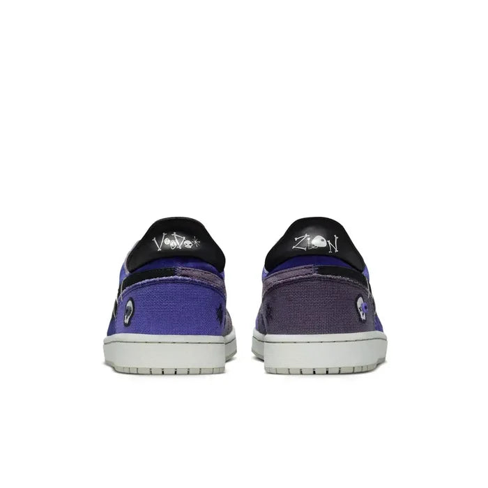 Air Jordan 1 Retro Low Men's Shoes Pair Purple/Black color  Back view