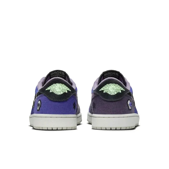 Air Jordan 1 Retro Low Men's Shoes Pair Purple/Black color  Back view