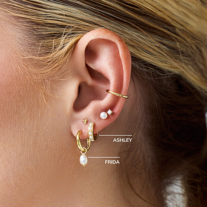 Ashley Pearl Huggie Hoops