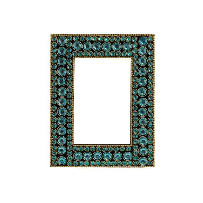Bejeweled Photo Frame in Aqua Glitz