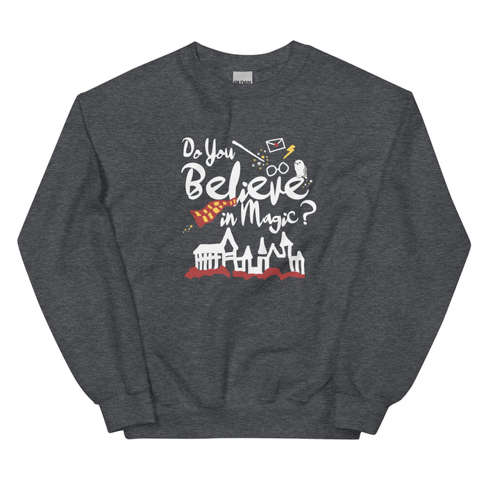 Believe in Magic Sweatshirt Red and Gold Scarf House Wizard and Witch Unisex Sweatshirt