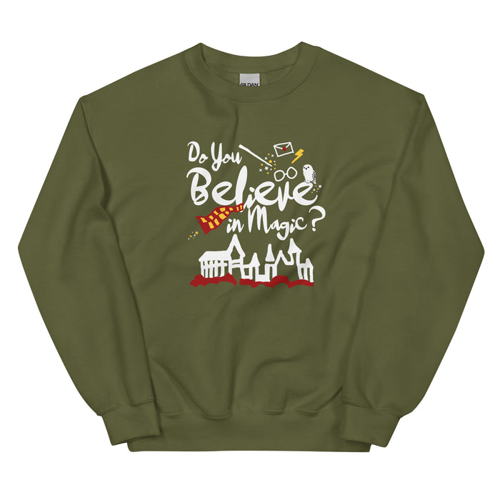 Believe in Magic Sweatshirt Red and Gold Scarf House Wizard and Witch Unisex Sweatshirt