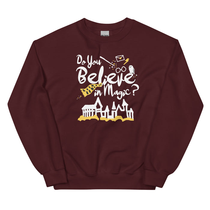 Believe in Magic Sweatshirt Yellow and Black Scarf House Wizard and Witch Adult Unisex Sweatshirt