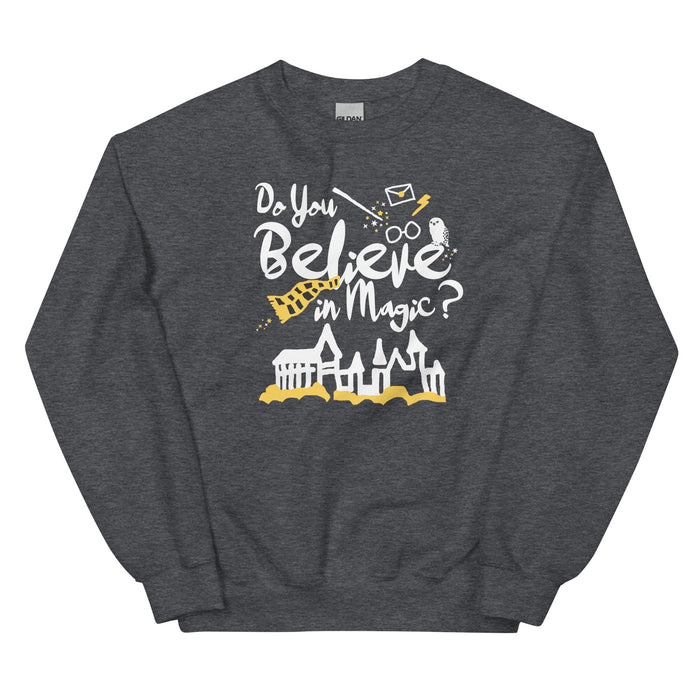 Believe in Magic Sweatshirt Yellow and Black Scarf House Wizard and Witch Adult Unisex Sweatshirt