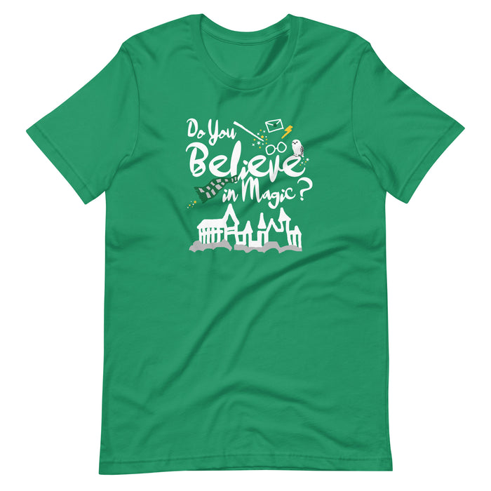 Believe in Magic T-shirt Green and Silver Scarf House Wizard and Witch Adult Unisex T-Shirt