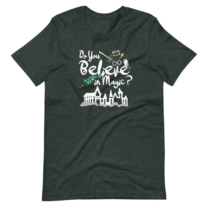 Believe in Magic T-shirt Green and Silver Scarf House Wizard and Witch Adult Unisex T-Shirt
