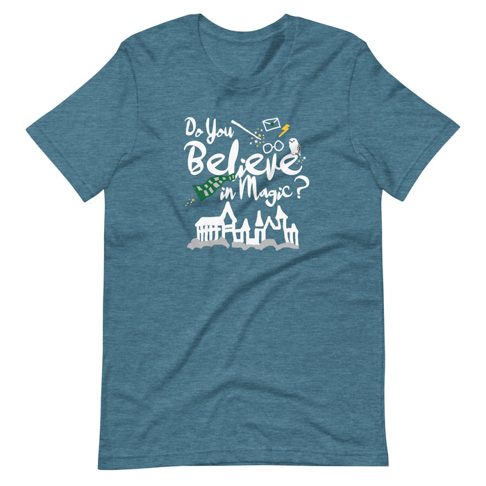 Believe in Magic T-shirt Green and Silver Scarf House Wizard and Witch Adult Unisex T-Shirt