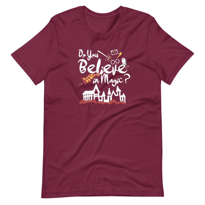 Believe in Magic T-shirt Red and Gold Scarf House Wizard and Witch Adult Unisex T-Shirt