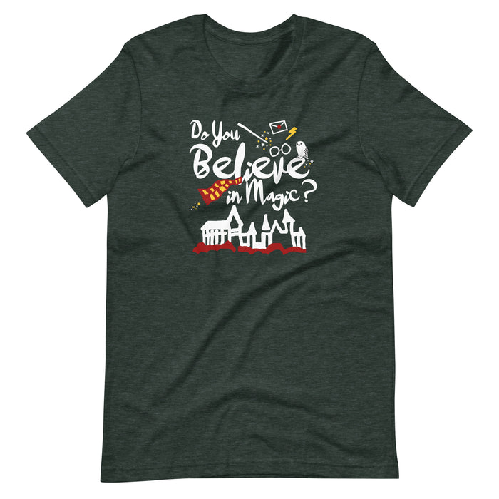 Believe in Magic T-shirt Red and Gold Scarf House Wizard and Witch Adult Unisex T-Shirt