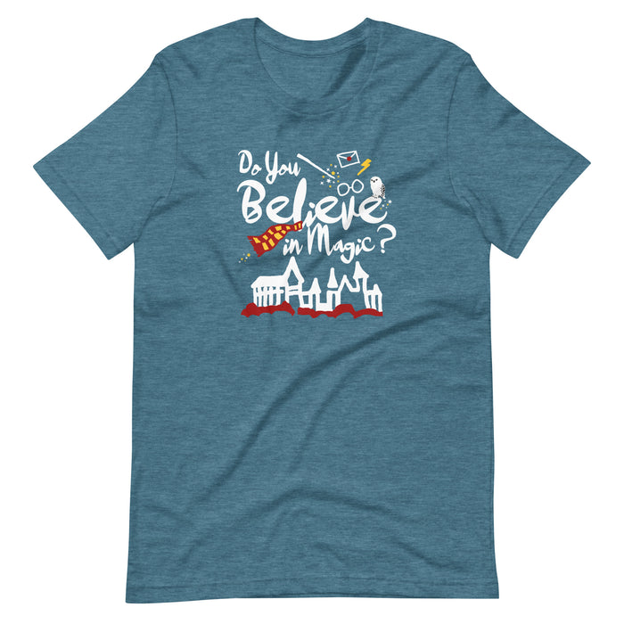 Believe in Magic T-shirt Red and Gold Scarf House Wizard and Witch Adult Unisex T-Shirt