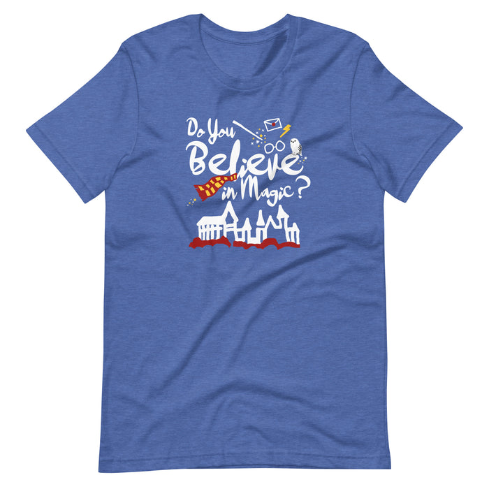 Believe in Magic T-shirt Red and Gold Scarf House Wizard and Witch Adult Unisex T-Shirt
