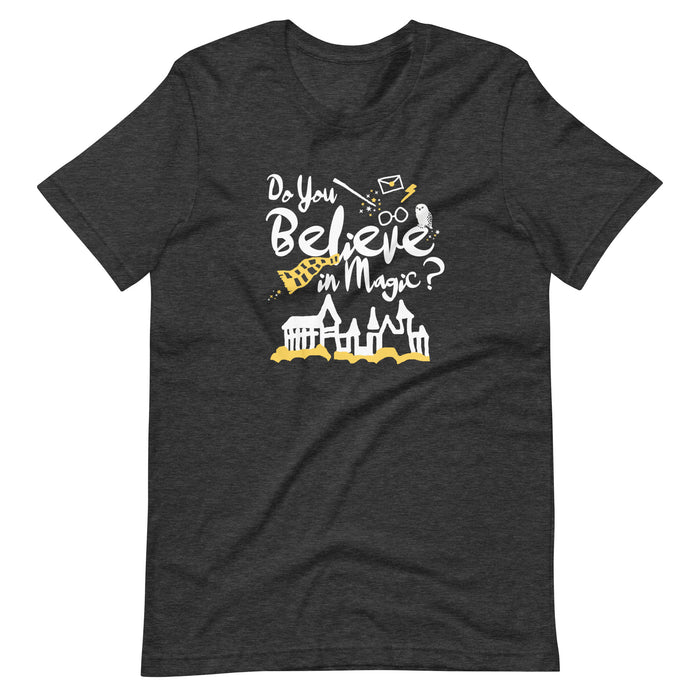 Believe in Magic T-Shirt Yellow and Black Scarf House Wizard and Witch Adult Unisex T-Shirt