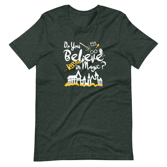 Believe in Magic T-Shirt Yellow and Black Scarf House Wizard and Witch Adult Unisex T-Shirt