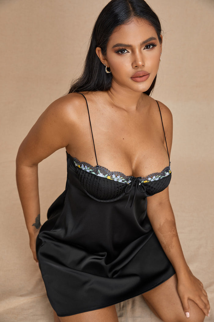 Black backless slip dress
