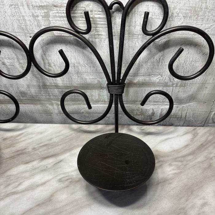 Black Wrought Iron Scroll Wall Candle Sconces Set of Two