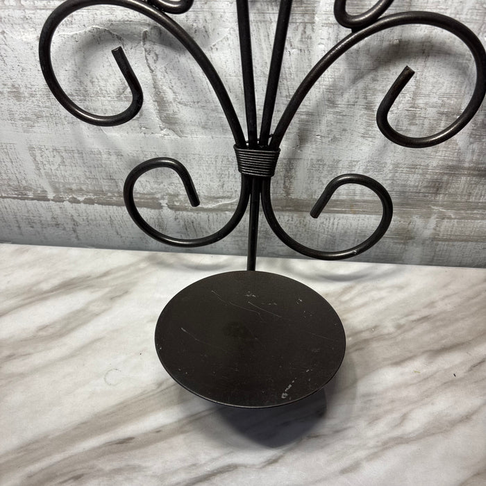 Black Wrought Iron Scroll Wall Candle Sconces Set of Two