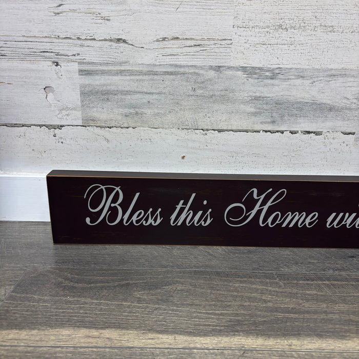 Bless This Home with Love & Laughter Faux Wood Wall Sign