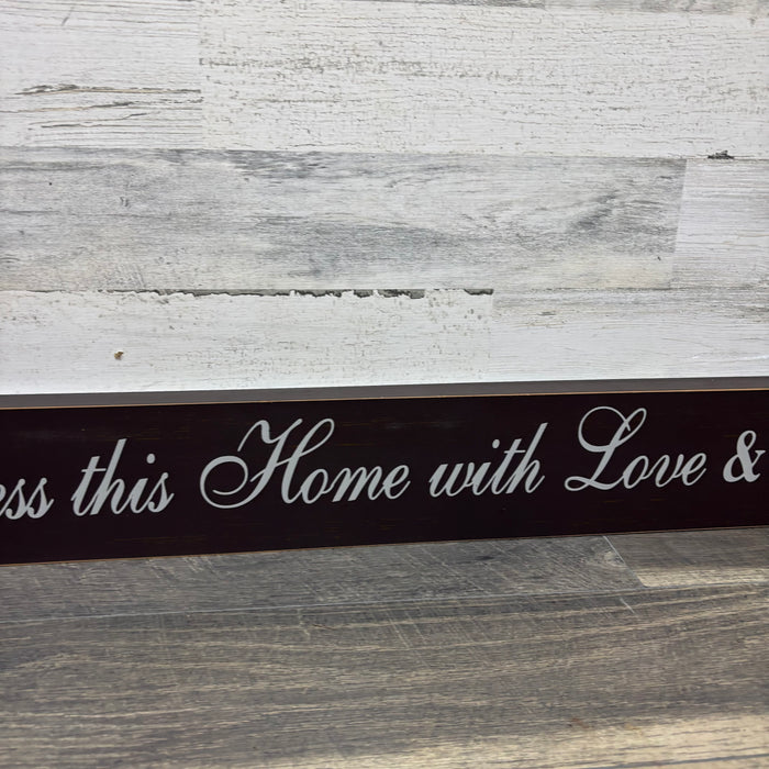 Bless This Home with Love & Laughter Faux Wood Wall Sign