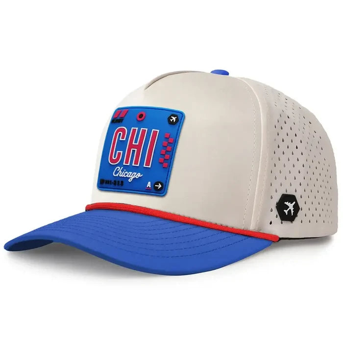Chicago Revolve Performance Hat Moonstone/Royal color 3 Quarter front view