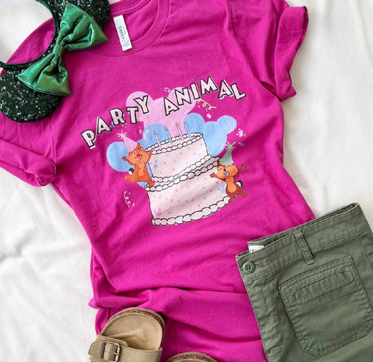 Chip and Dale Party Animal Birthday- READY TO SHIP- Berry, Small