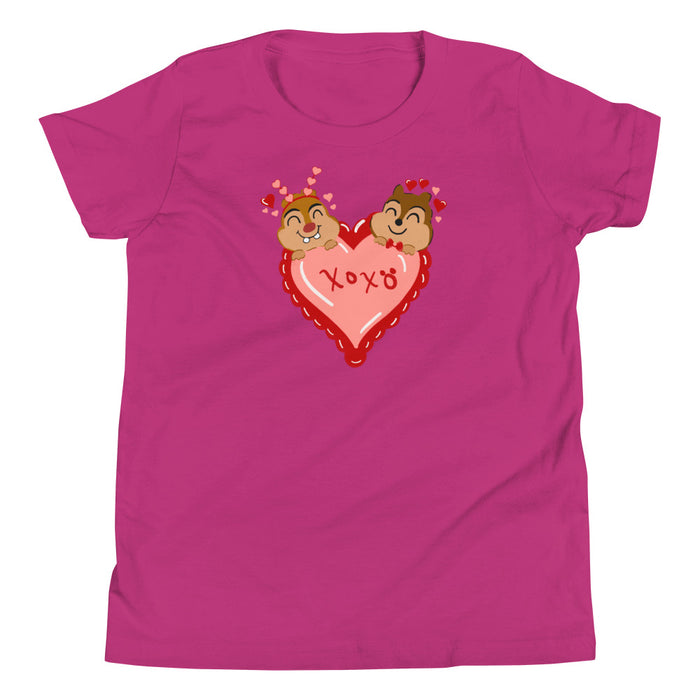 Chip and Dale Valentine's Day Love Youth Short Sleeve T-Shirt