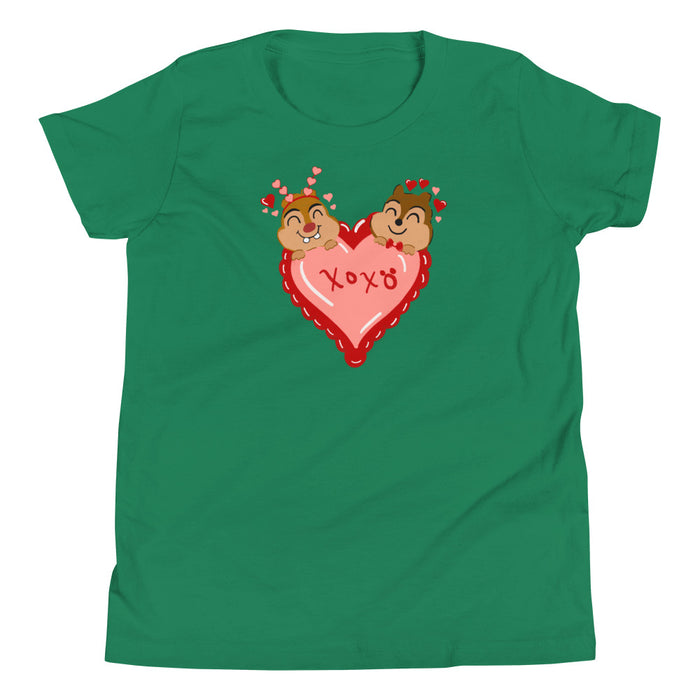 Chip and Dale Valentine's Day Love Youth Short Sleeve T-Shirt