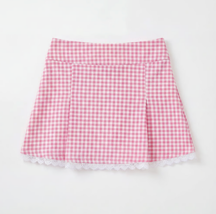 Claire Gingham Lace Golf Skirt