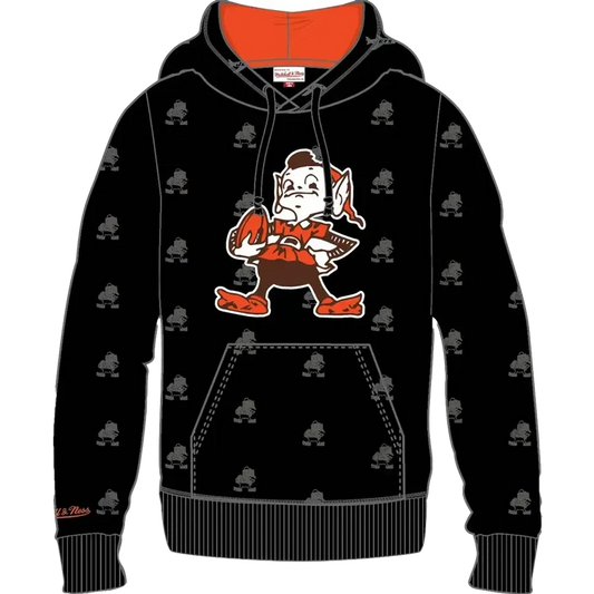 Cleveland Browns Mitchell & Ness All Over Print Fleece Hoodie black color