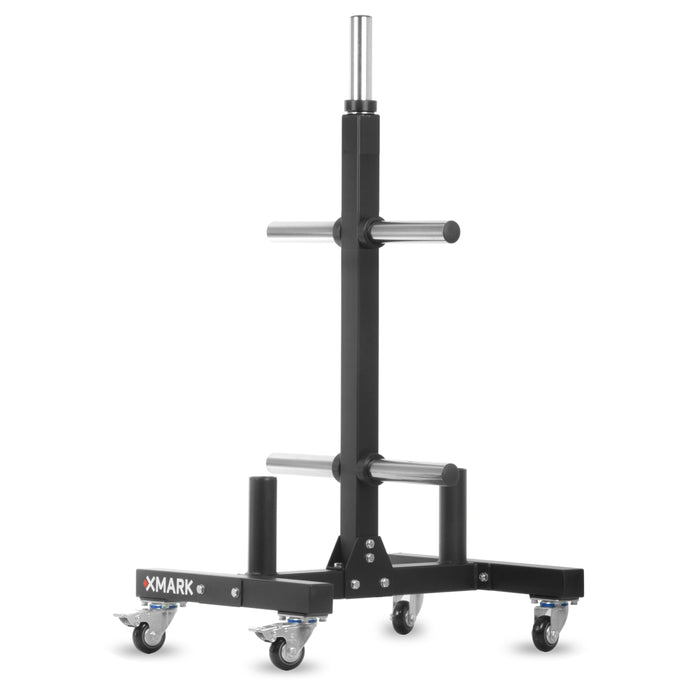 Commercial Bumper Plate Tree on Castors with Dual Bar Holders