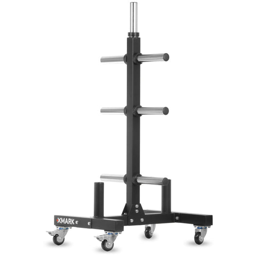 Commercial Olympic Weight Plate Tree on Castors with Dual Bar Holders