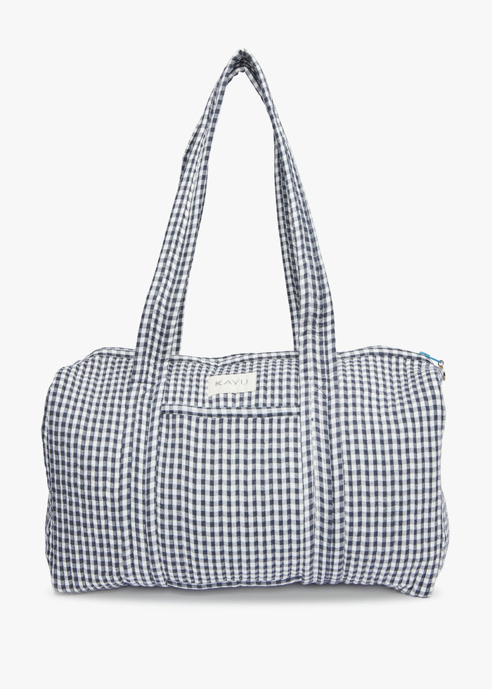 Daphne Travel Weekender Zip Tote Bag (Black Gingham)