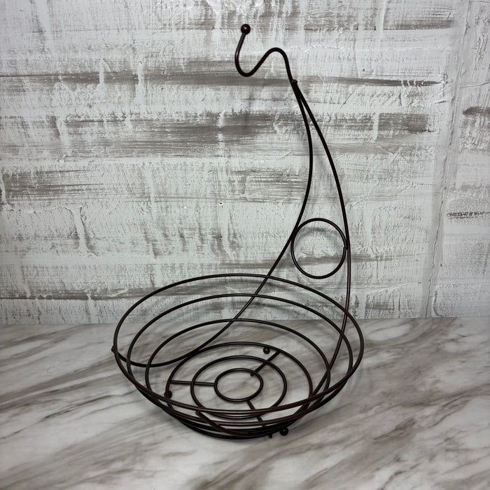 Dark Brown Metal Fruit Basket with Banana Hanger