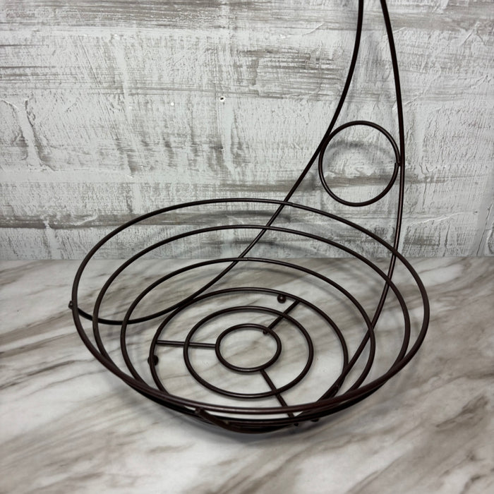 Dark Brown Metal Fruit Basket with Banana Hanger