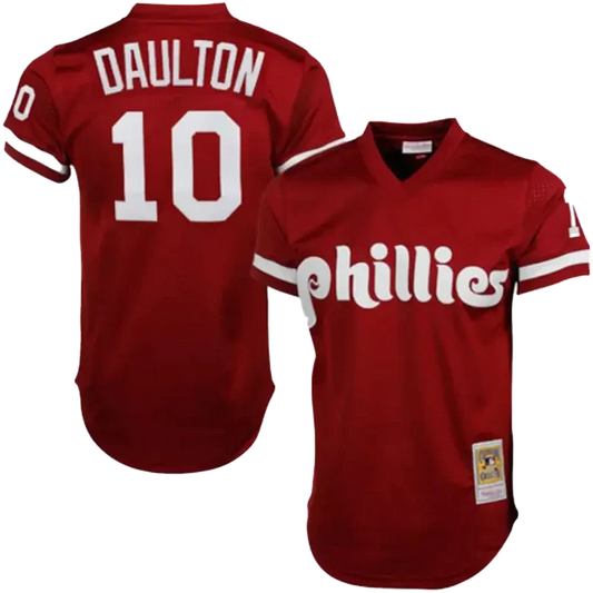 Darren Daulton Philadelphia Phillies Mitchell & Ness Maroon 1991 Batting Practice Jersey Red color