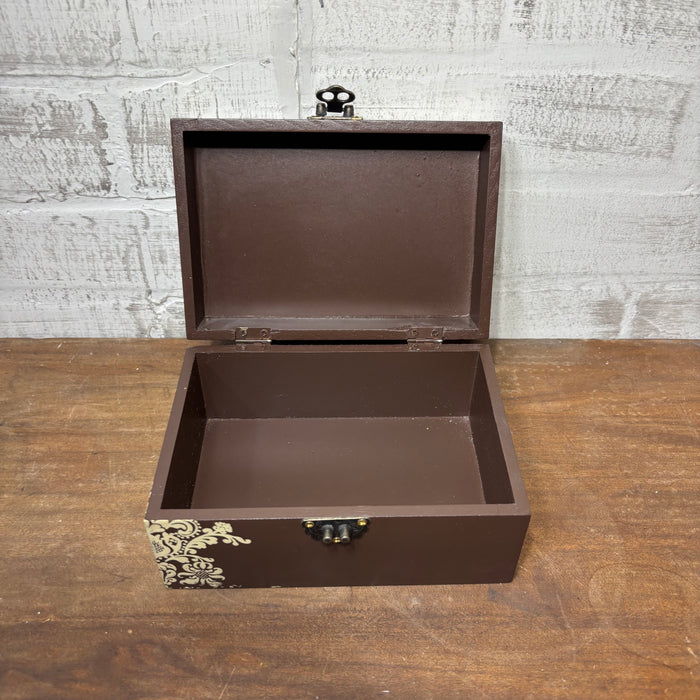 Decorative Stenciled Storage Box with Metal Latch