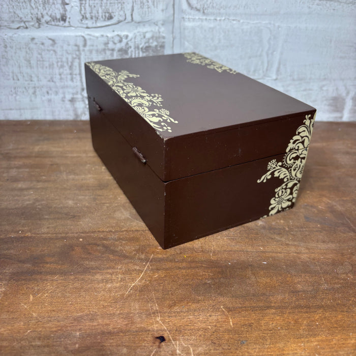 Decorative Stenciled Storage Box with Metal Latch