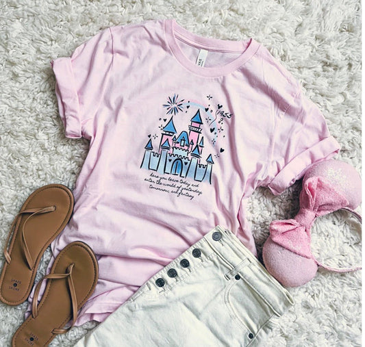 Disneyland Castle Tee, Soft Pink - READY TO SHIP- Medium