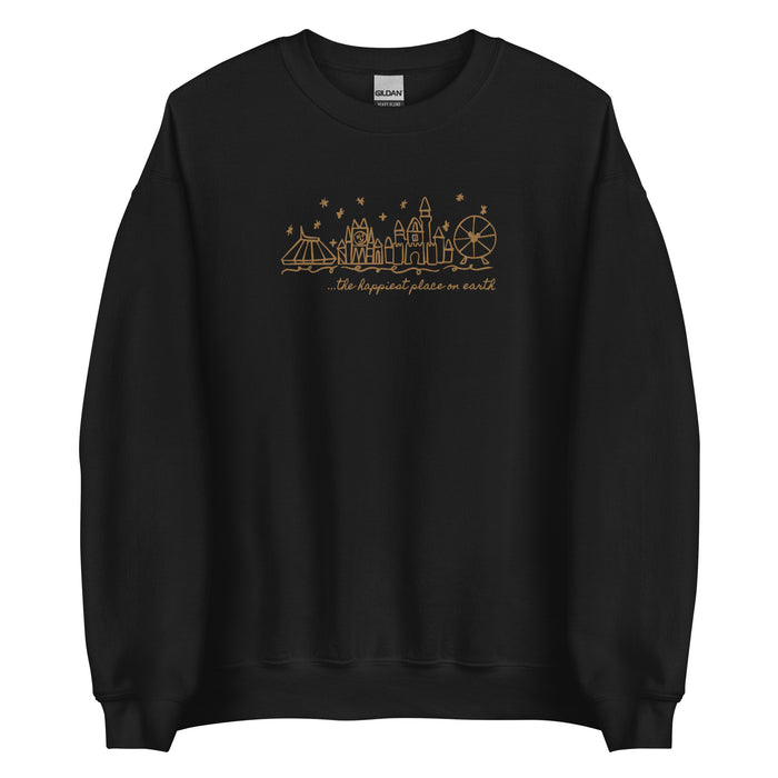 Disneyland EMBROIDERED Sweatshirt Happiest Place on Earth Sweater Disneyland Unisex Embroidered Sweatshirt
