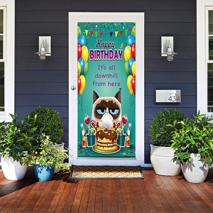 Grumpy Cat Door Cover Downhill Grumpy