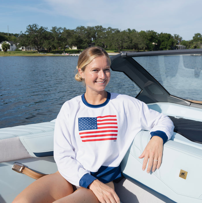 Eagle Cool-Plus Crewneck Sun Shirt- USA Flag