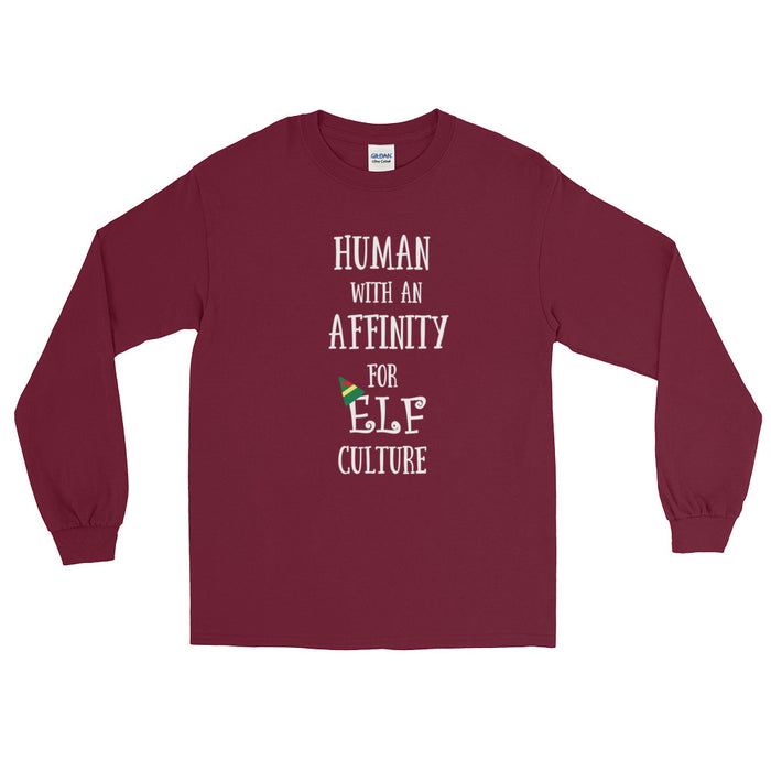 Elf Christmas Long Sleeve Shirt Human with an Affinity for Elf Culture Long Sleeve Shirt