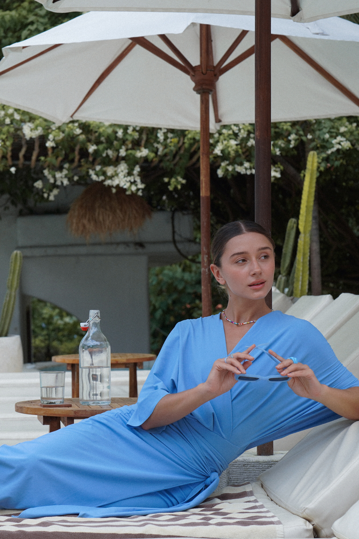 Azure Ella swim set with Elina skirt 2.0, modest swimwear with skirt for full coverage beach style