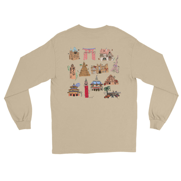 Epcot Holiday Long Sleeve Joy to the World Showcase Christmas Men’s Long Sleeve Shirt