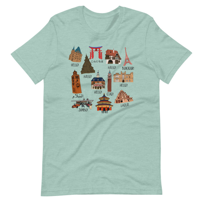 Epcot World Showcase Hello World front only Short-Sleeve Unisex T-Shirt