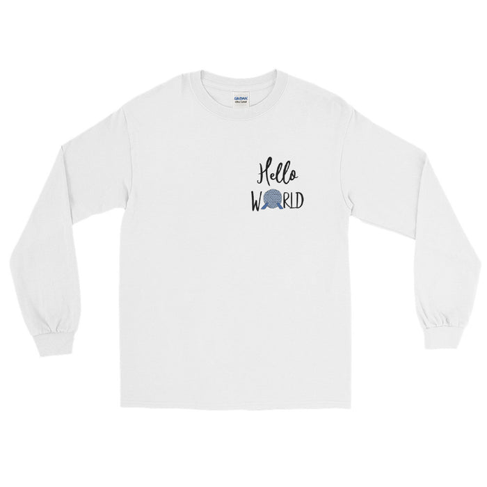 Epcot World Showcase Hello World Spaceship Earth Front and Back design Men’s Long Sleeve Shirt