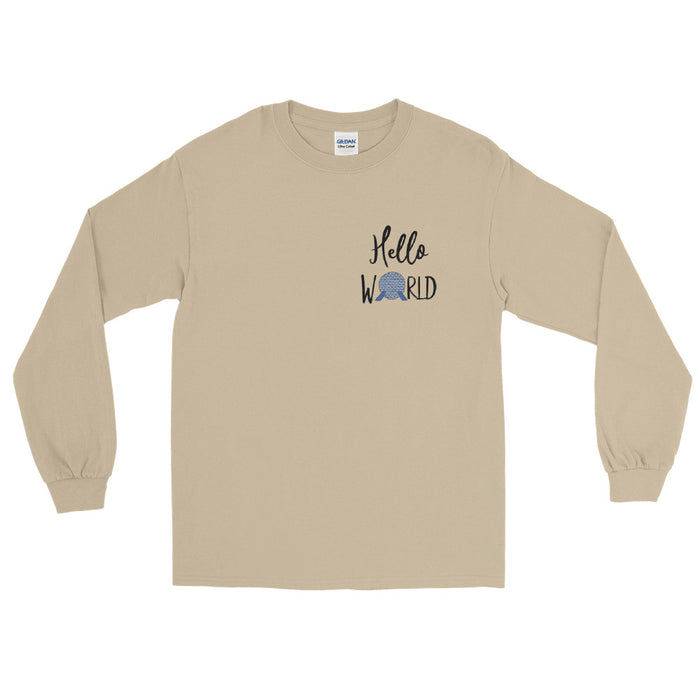 Epcot World Showcase Hello World Spaceship Earth Front and Back design Men’s Long Sleeve Shirt
