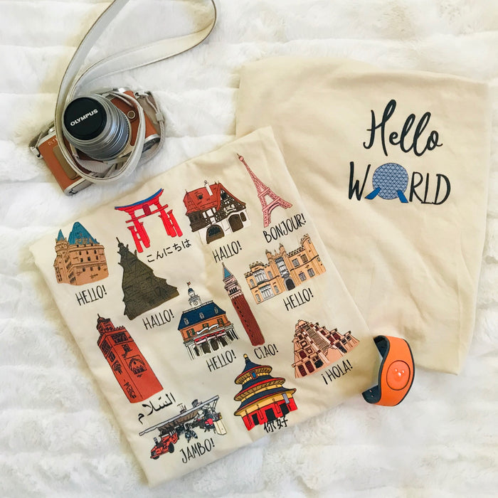Epcot World Showcase Hello World Spaceship Earth Front and Back design Short-Sleeve Unisex T-Shirt