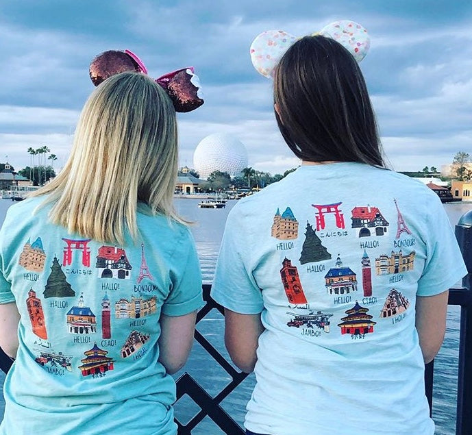 Epcot World Showcase Hello World Spaceship Earth Front and Back design Short-Sleeve Unisex T-Shirt
